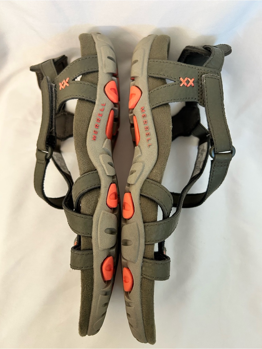Merrell Olive Green Outdoor Sport Sandals with Orange Accents - Picture 4 of 9